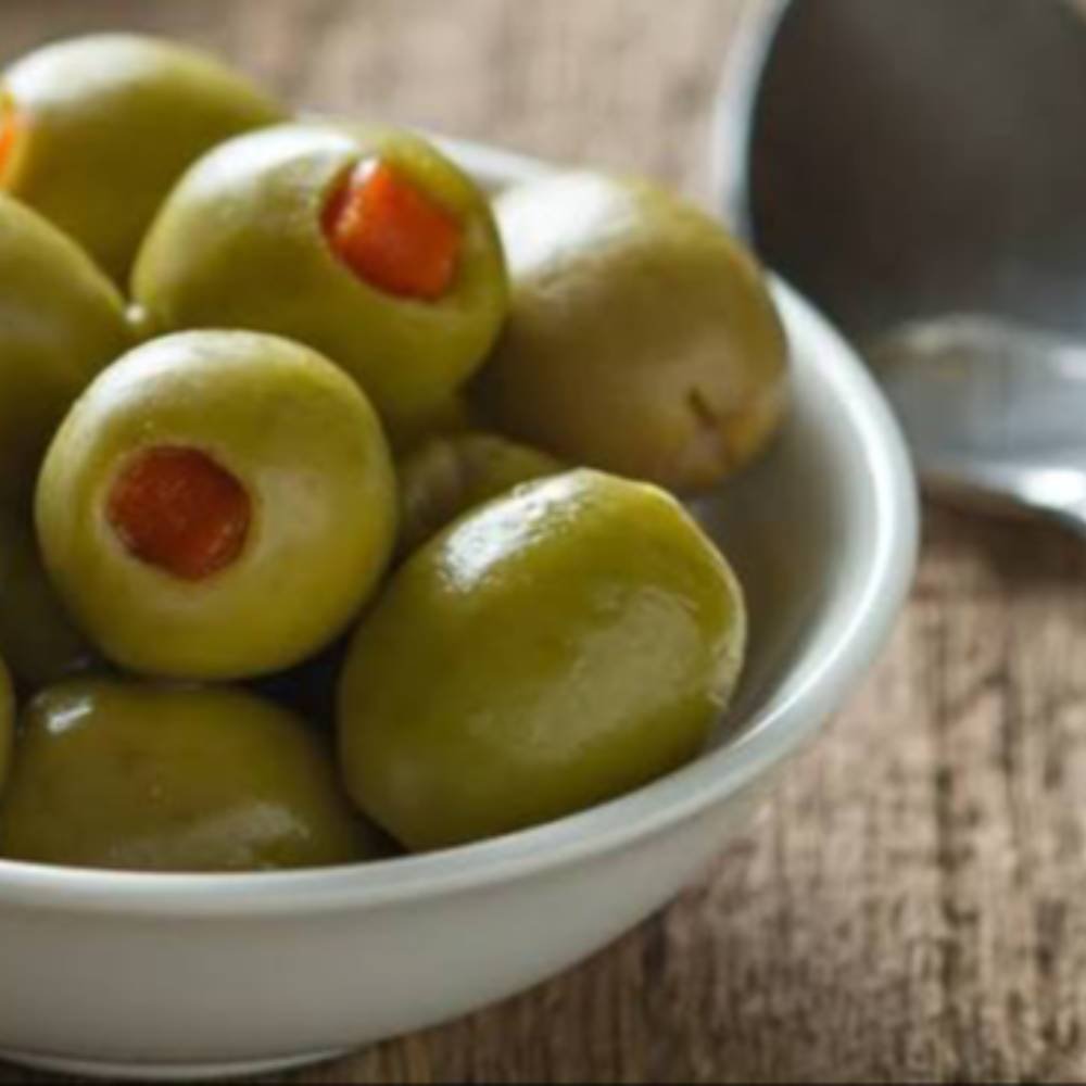 Green stuffed olives with pimiento